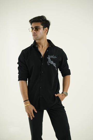 Midnight Stag Embroidered Shirt