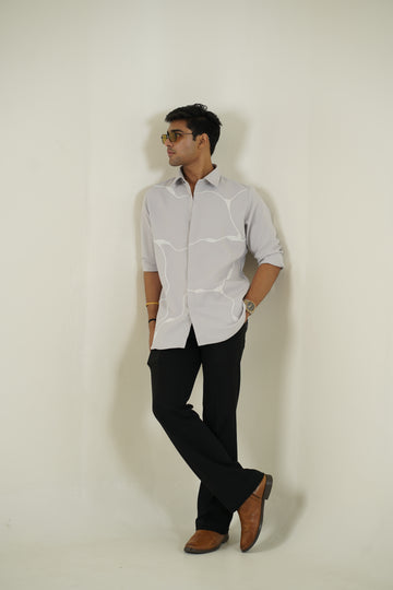 Ivory Wave Embroidered Shirt