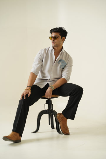 Ivory Elephant Embroidered Shirt