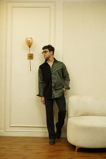 Olive Noir Panel Shirt