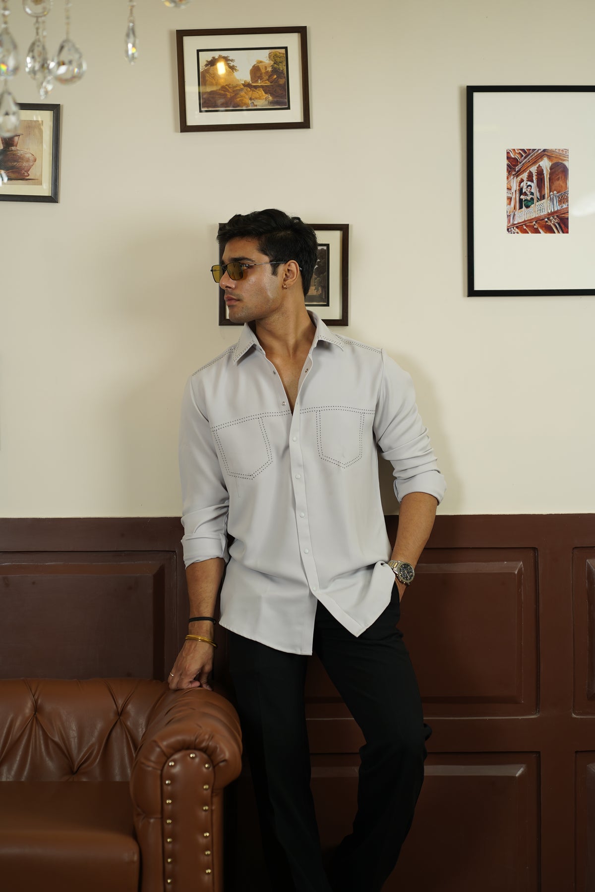 Ivory Stitch Detail Shirt