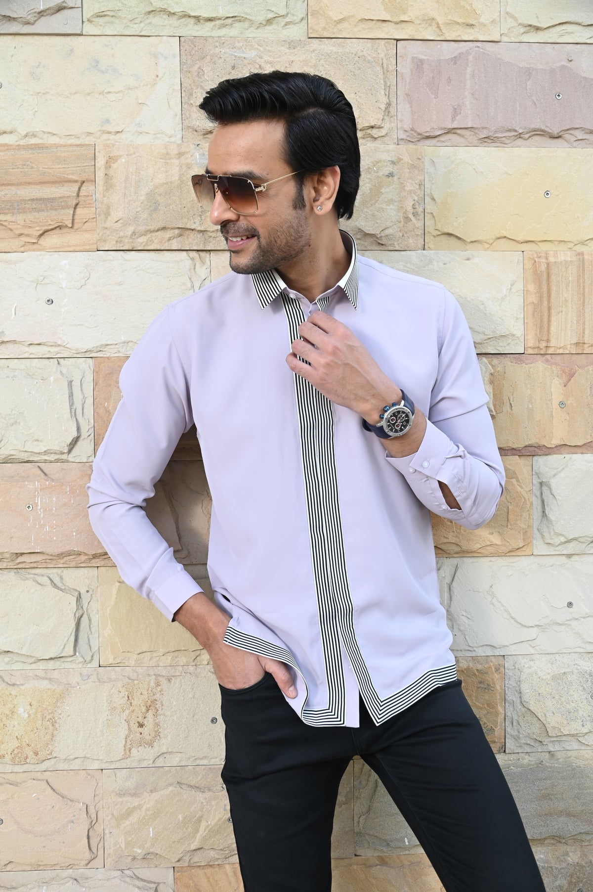 Lilac Striped Shirt