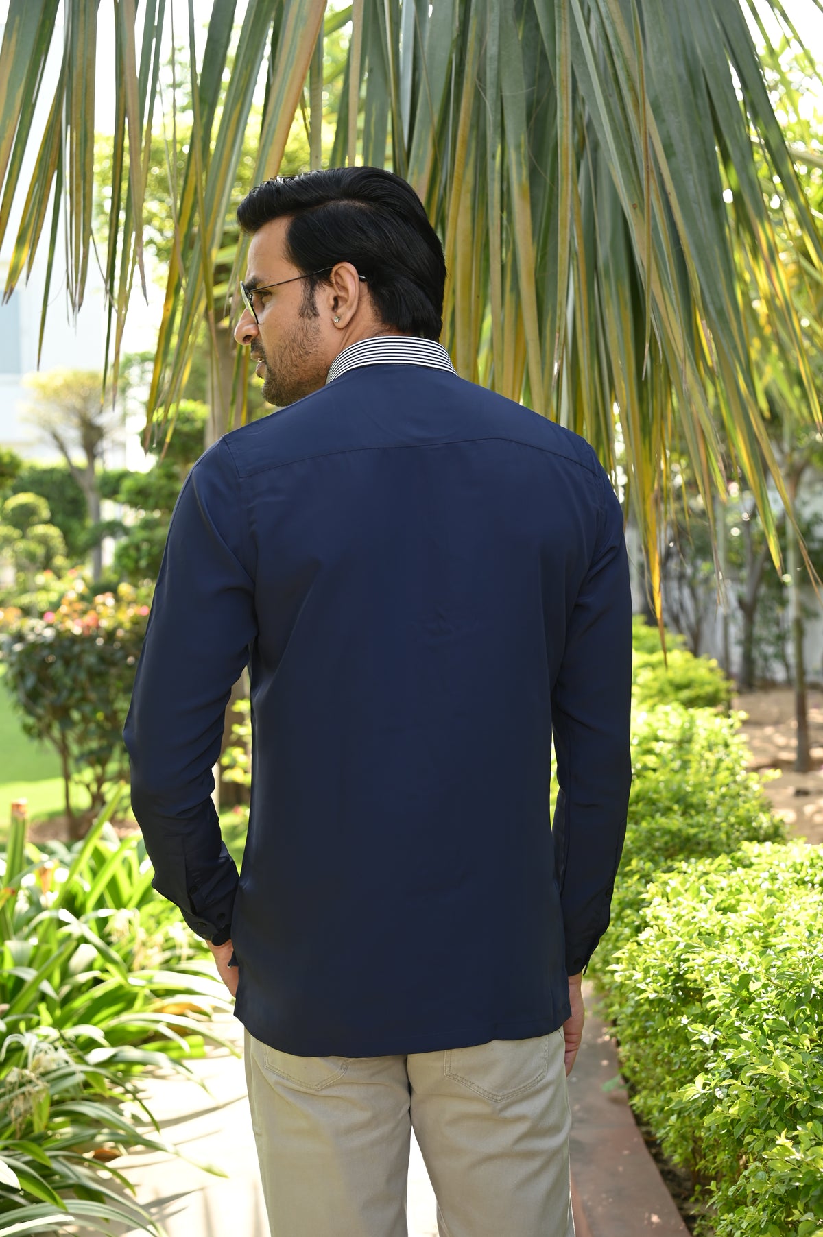 Navy Blue Striped Shirt