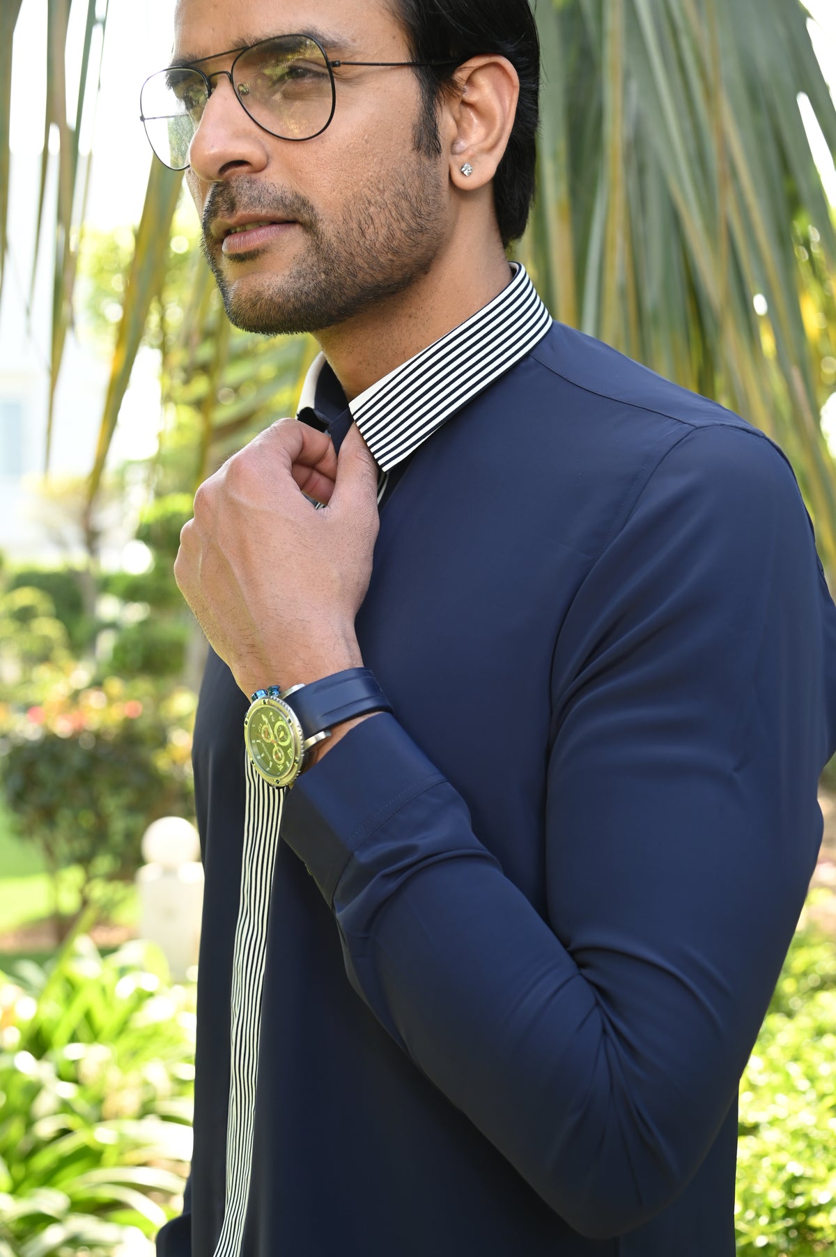 Navy Blue Striped Shirt