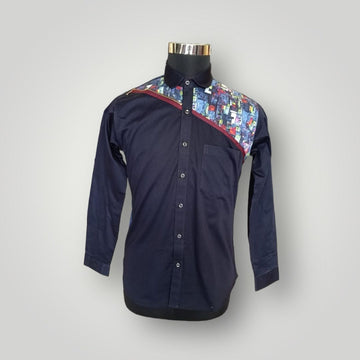 Blue Printed zipper shirt