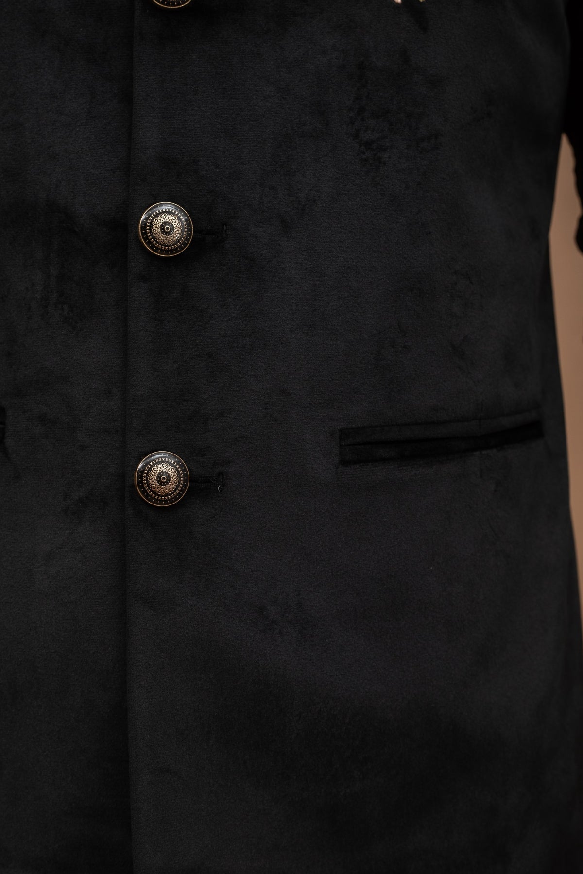 Black Velvet Handwork Nehru Jacket