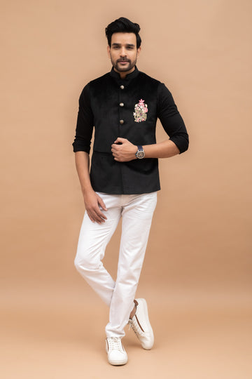 Black Velvet Nehru Jacket