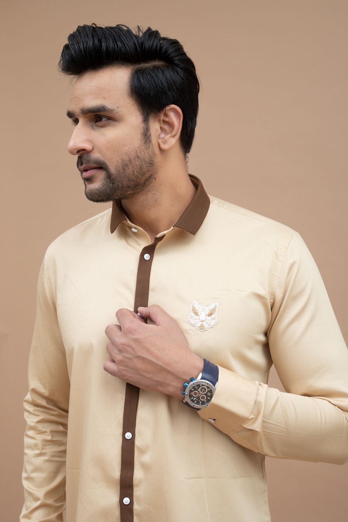 Khaki Shirt With Motif