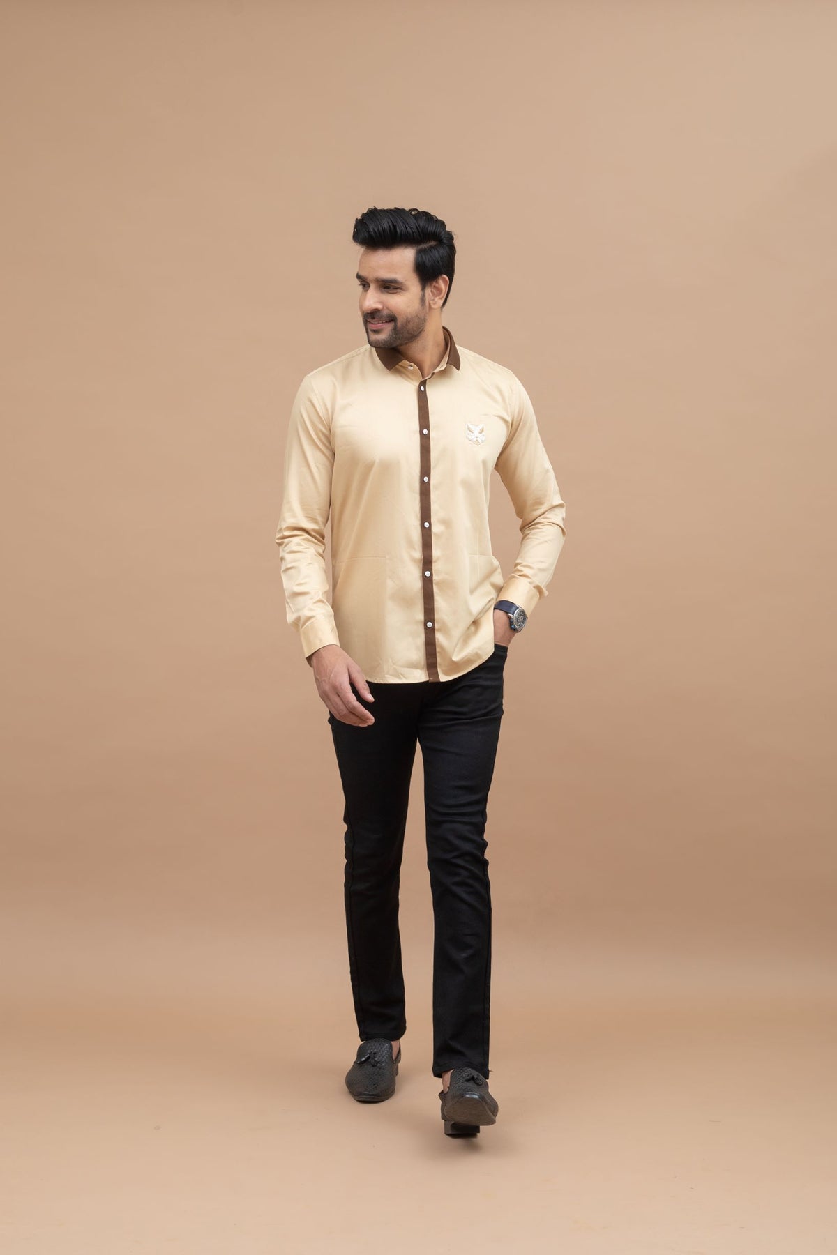 Khaki Shirt With Motif