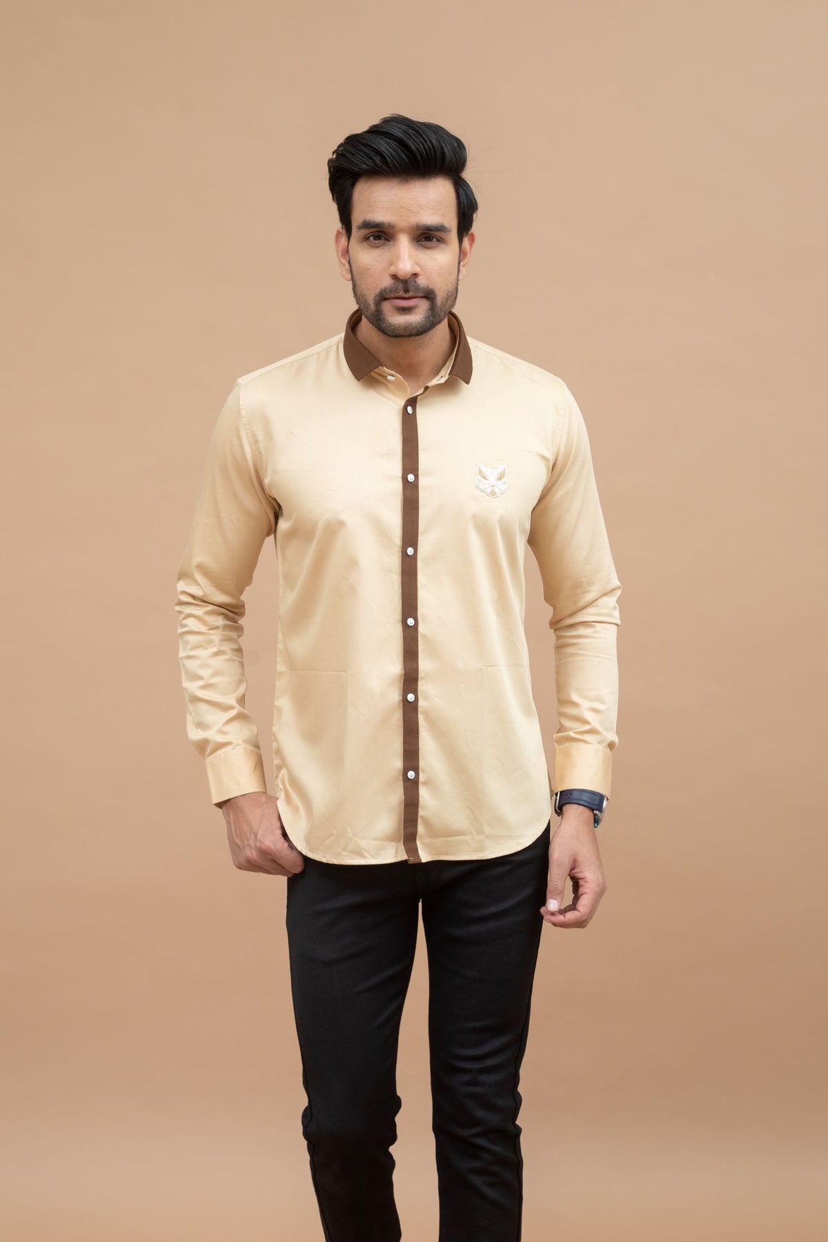 Khaki Shirt With Motif