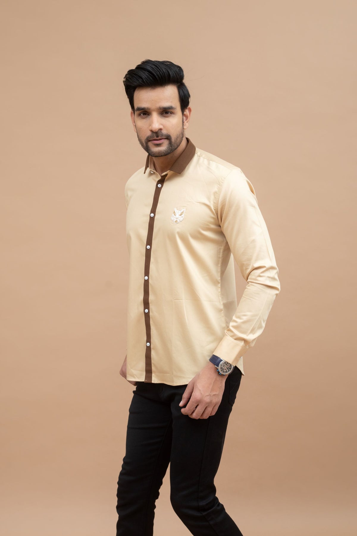 Khaki Shirt With Motif
