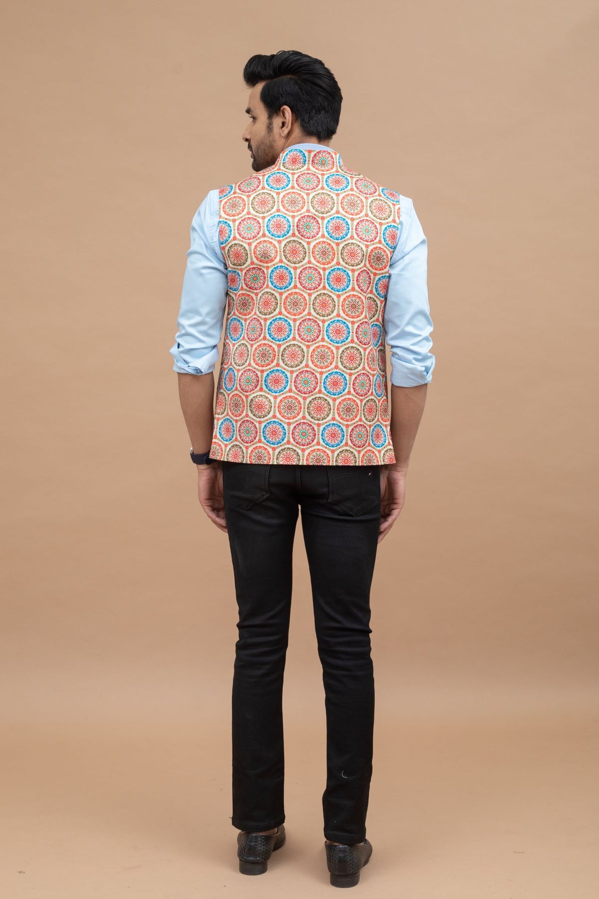Button Print Nehru Jacket