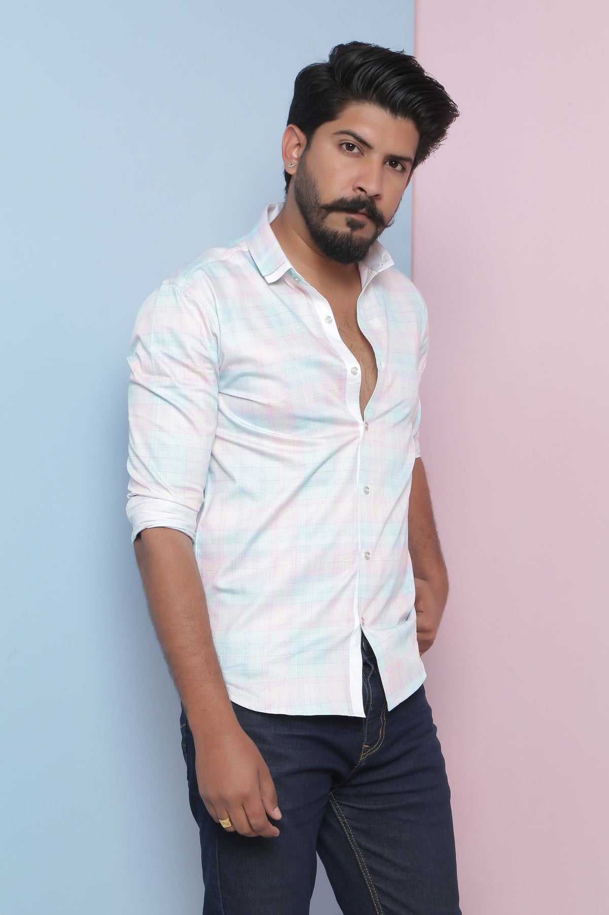Green & Pink Checkerboard Shirt