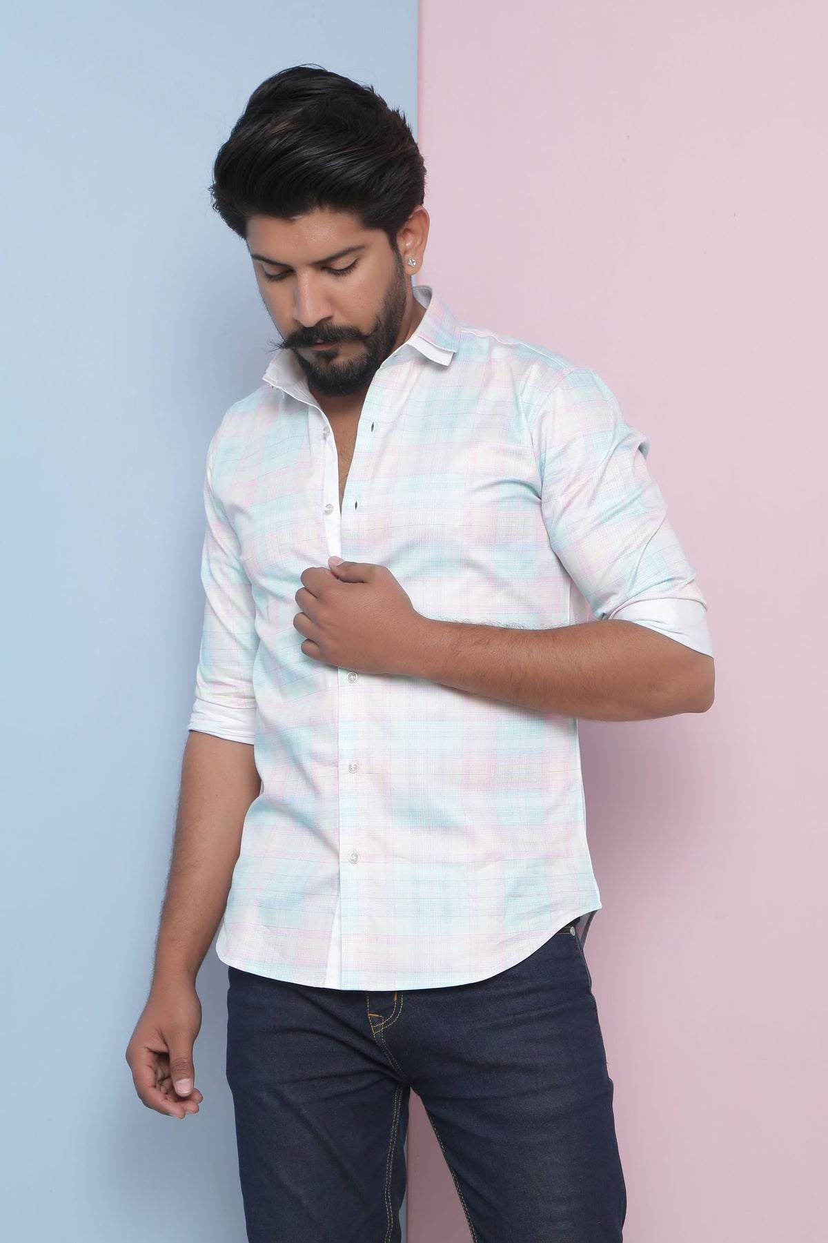 Green & Pink Checkerboard Shirt