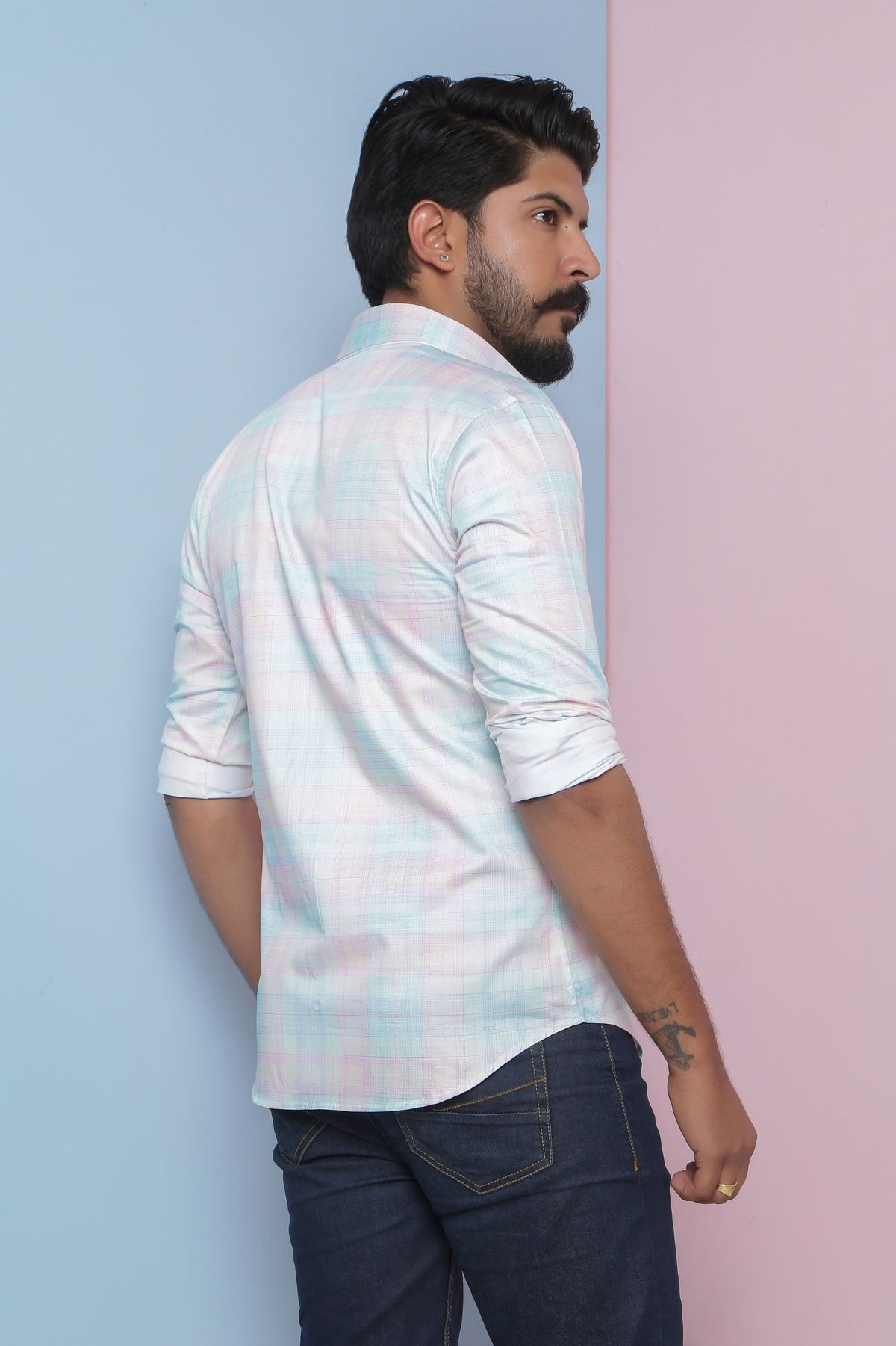 Green & Pink Checkerboard Shirt