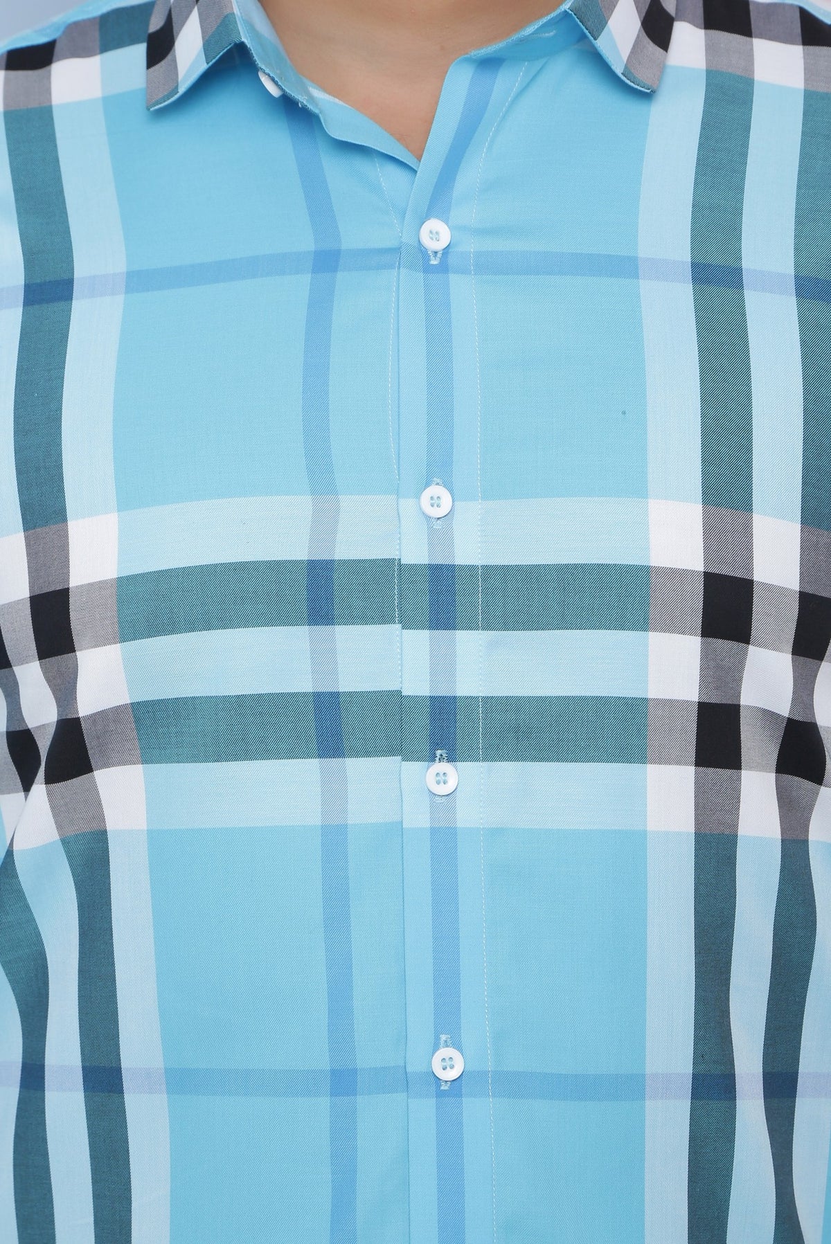 Sky Blue Burberry Checks Shirt