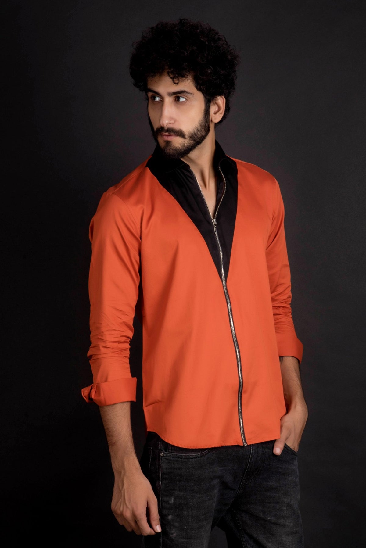 Tangerine Zipper Style Shirt