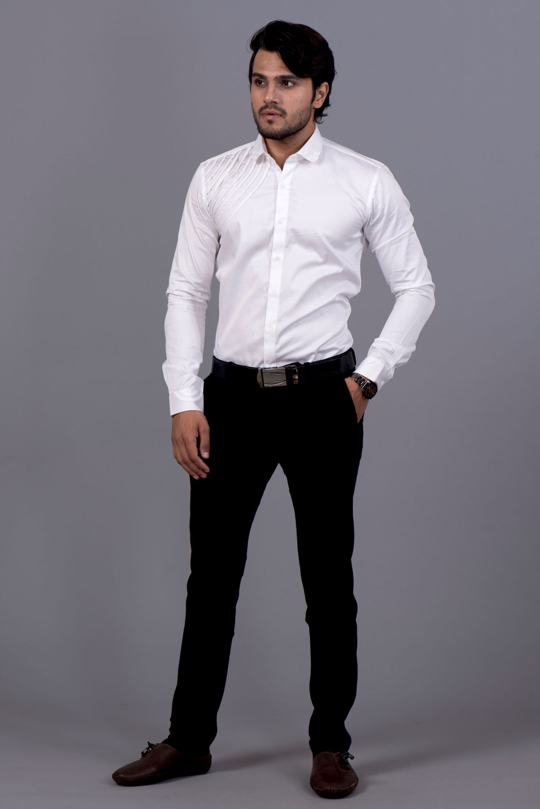 White Shoulder Spiral Shirt