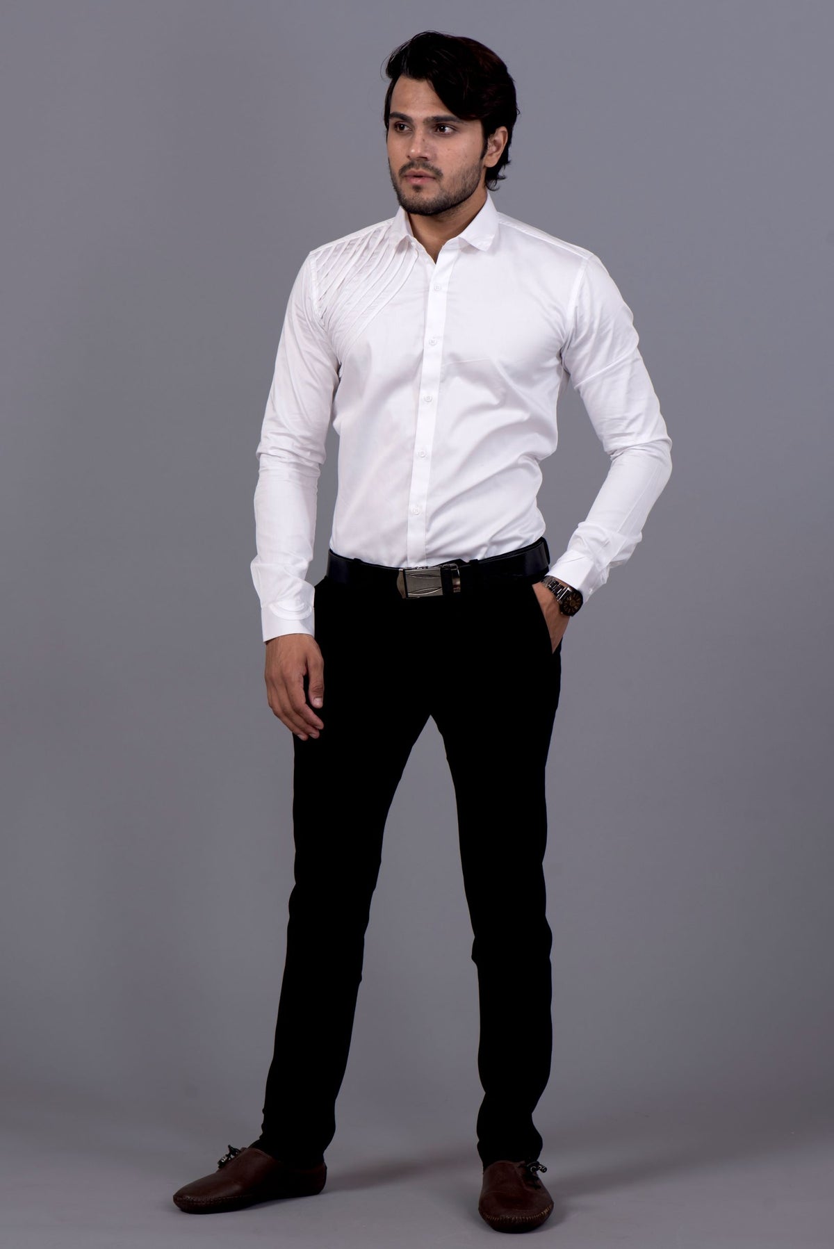White Shoulder Spiral Shirt