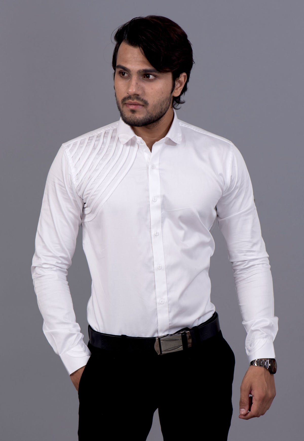 White Shoulder Spiral Shirt