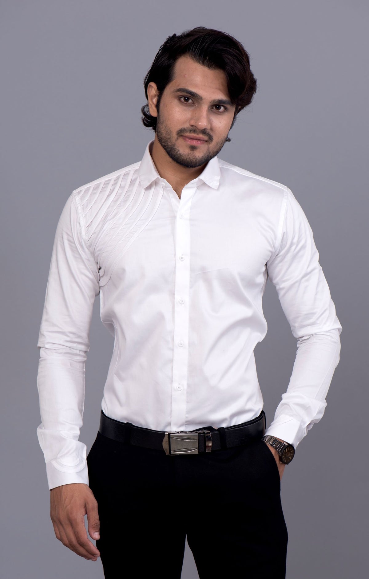 White Shoulder Spiral Shirt