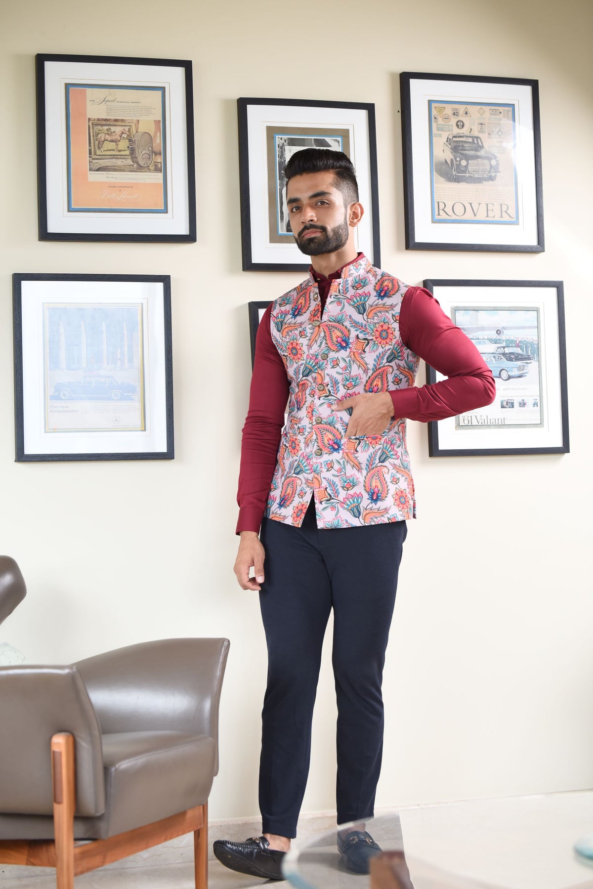 Orange Paisly Nehru Jacket