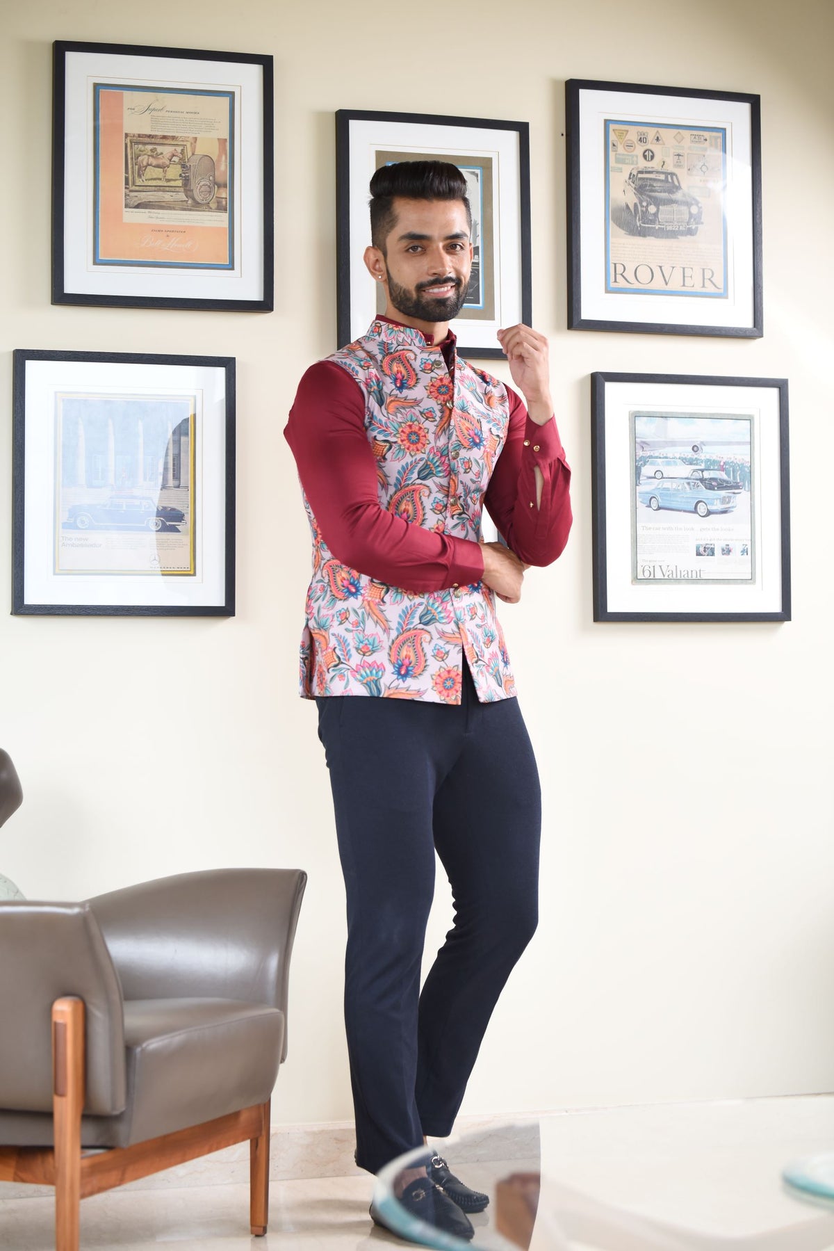 Orange Paisly Nehru Jacket