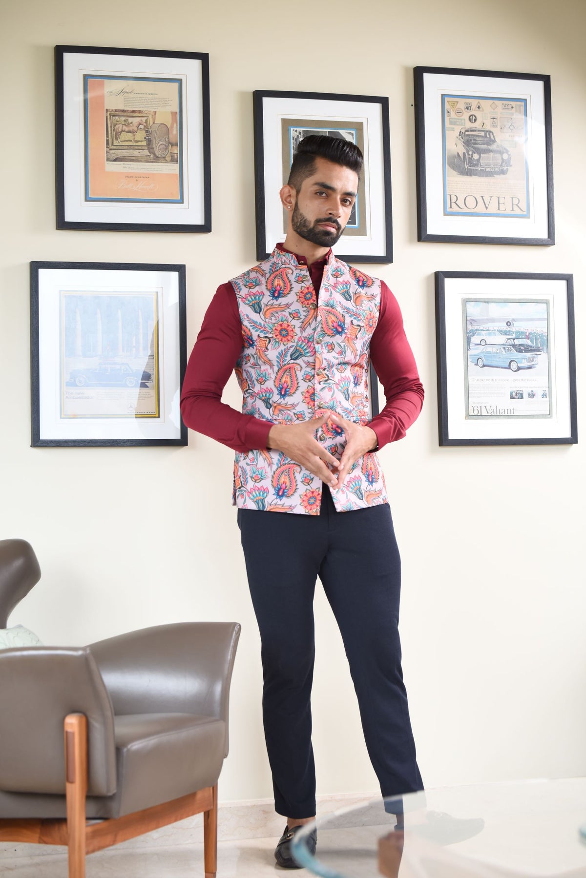 Orange Paisly Nehru Jacket