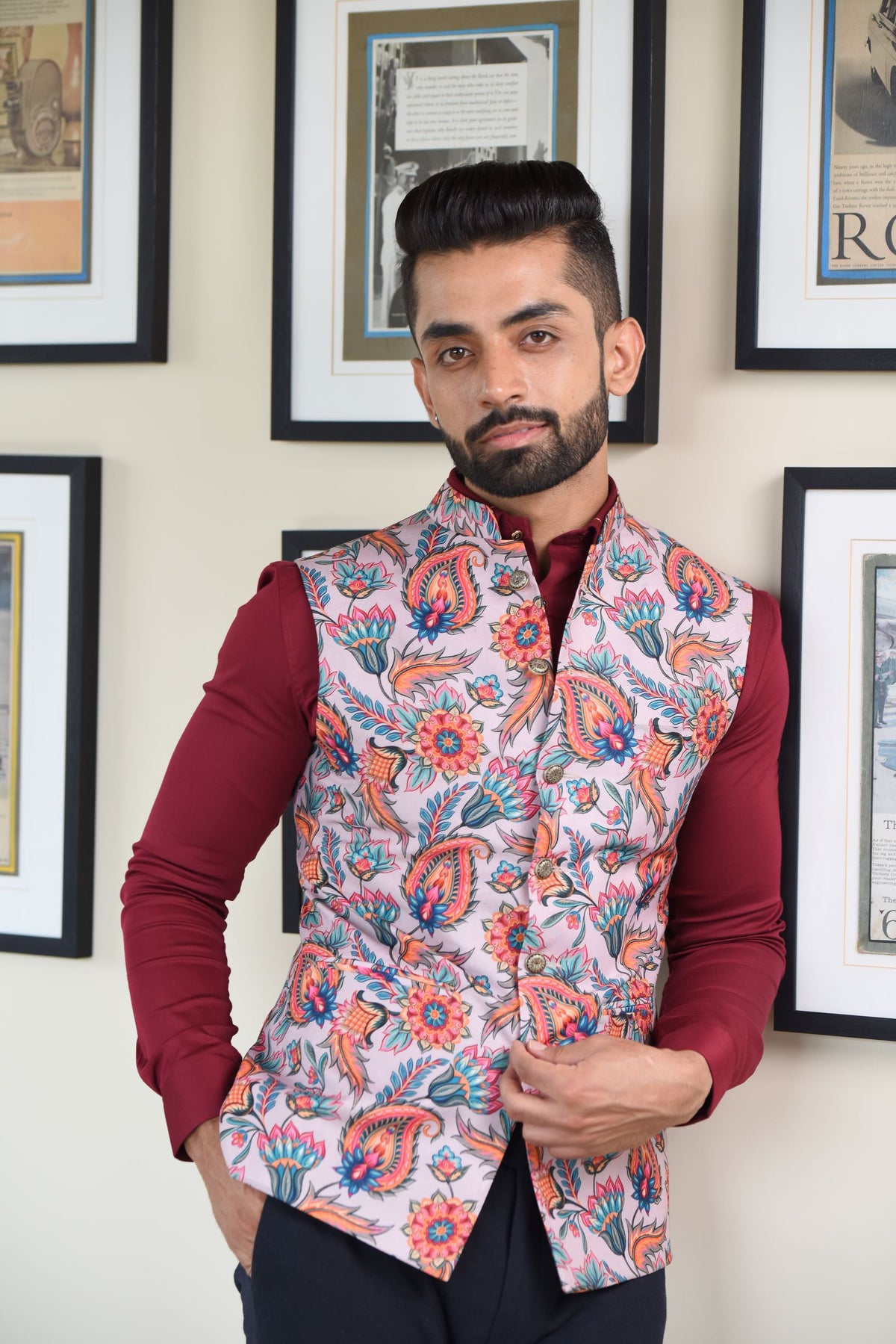 Orange Paisly Nehru Jacket