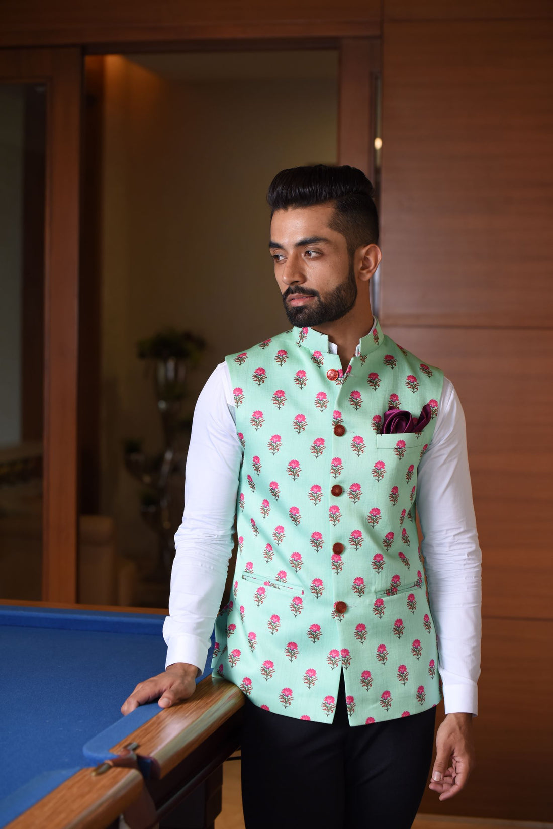 Floral Block Nehru Jacket