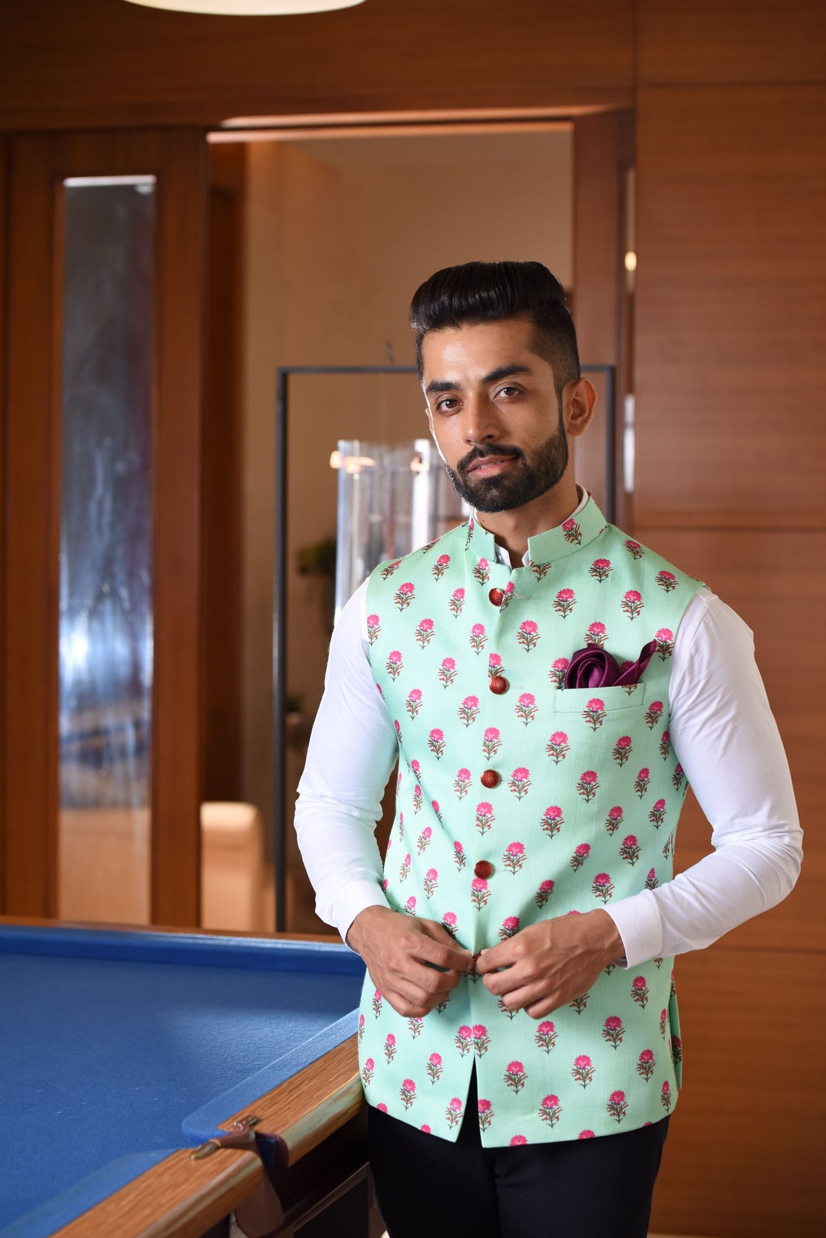 Floral Block Nehru Jacket
