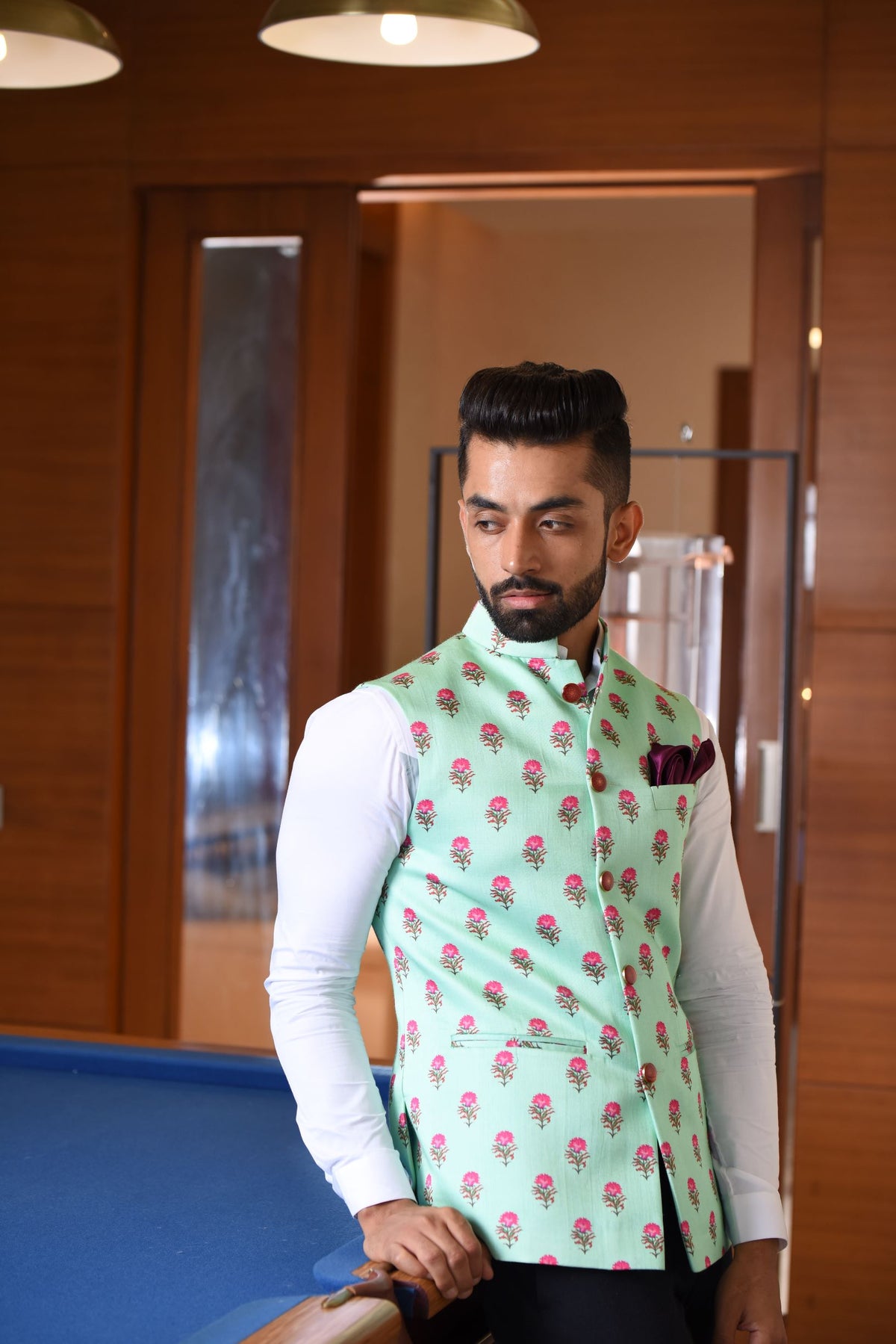 Floral Block Nehru Jacket