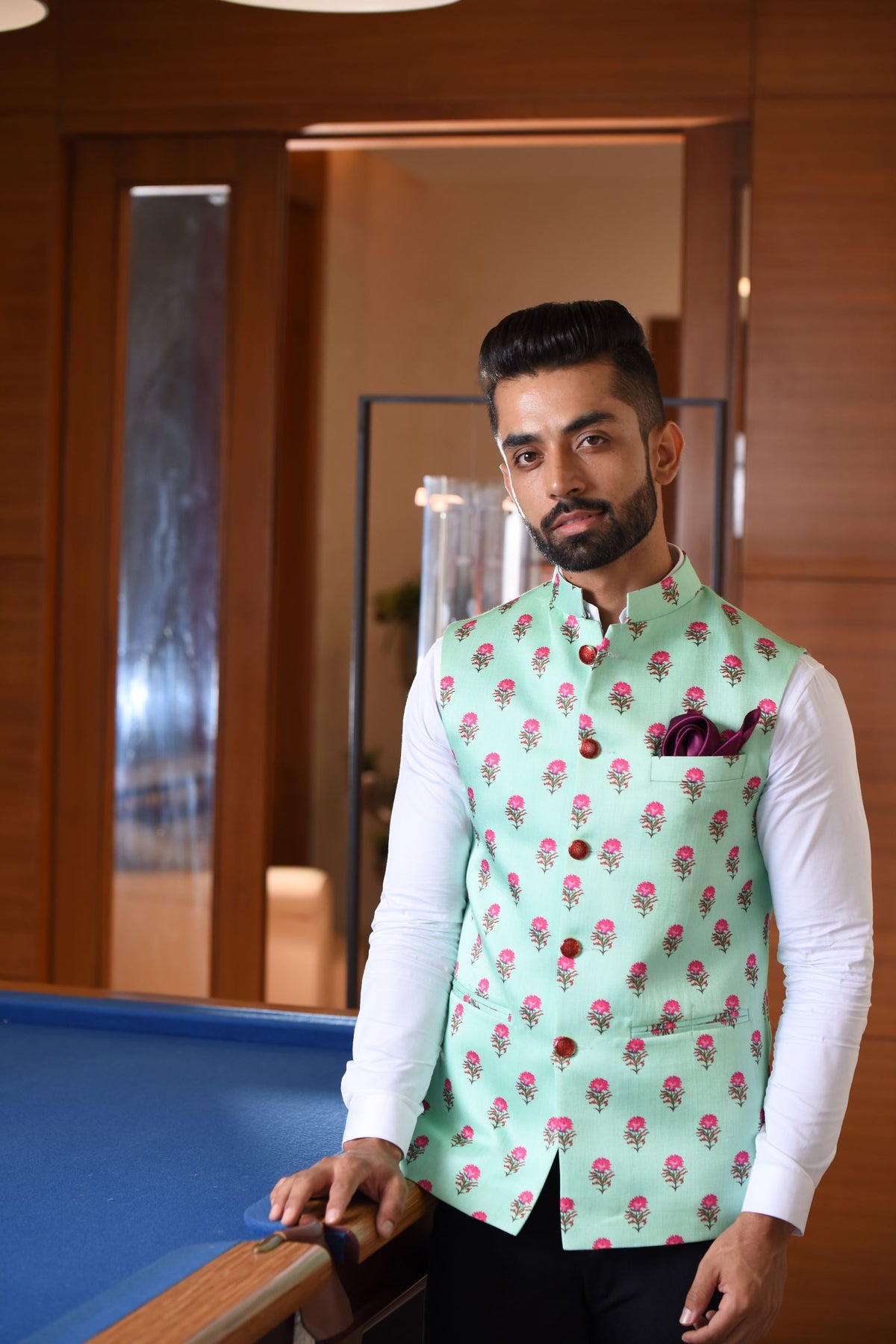 Floral Block Nehru Jacket