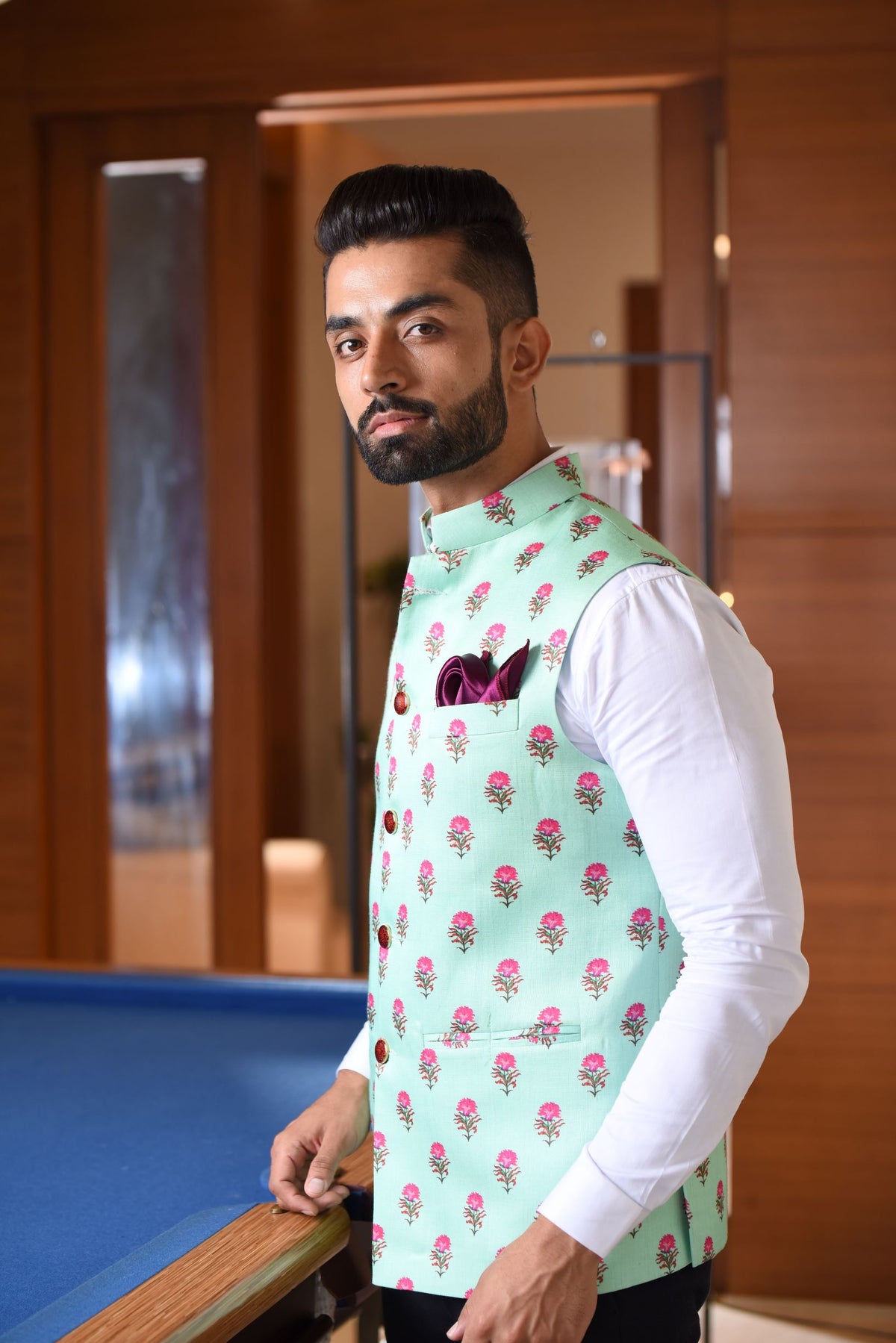 Floral Block Nehru Jacket